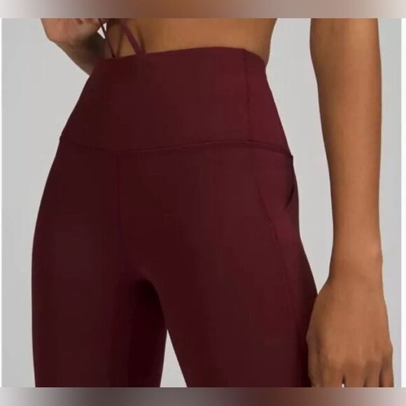 EUC Lululemon Women’s 2 Pair Athletic Workout Leggings - Red/Maroon - Size 4 - Picture 2 of 12
